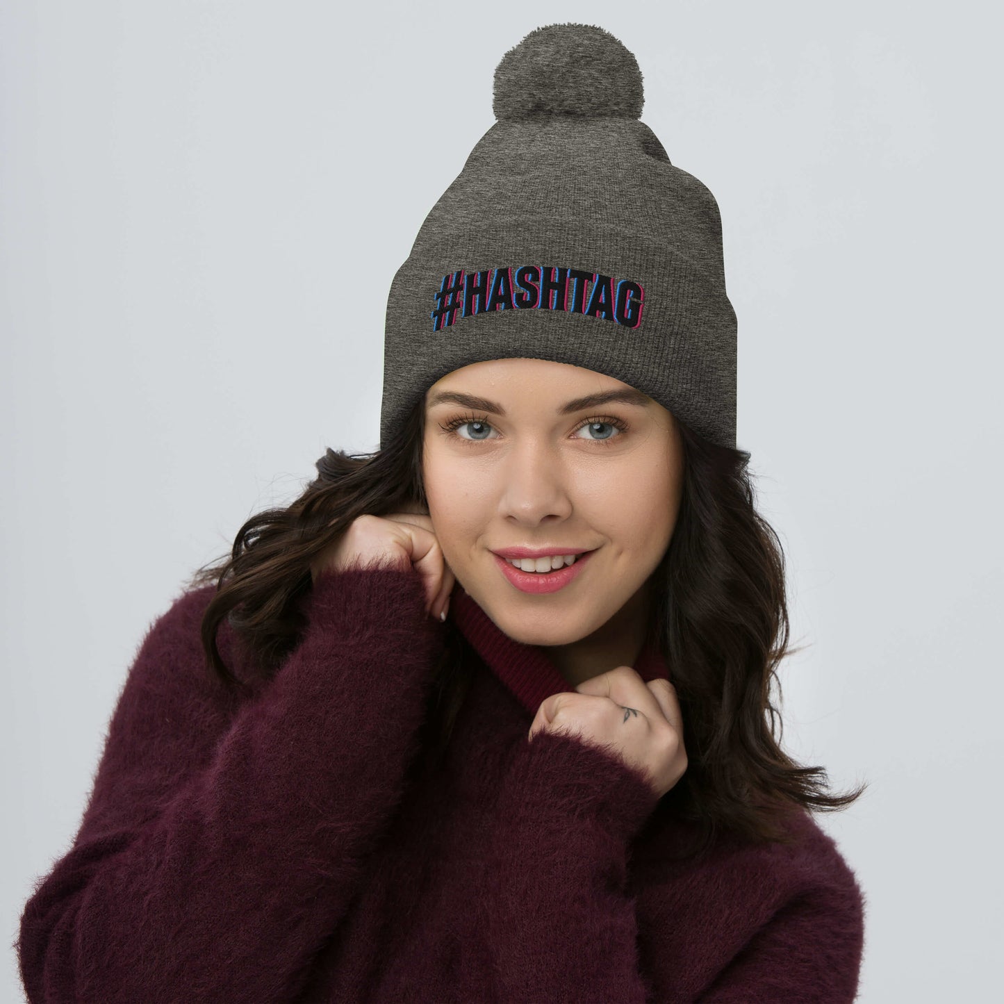 Hashtag Influencer Pom-Pom Beanie