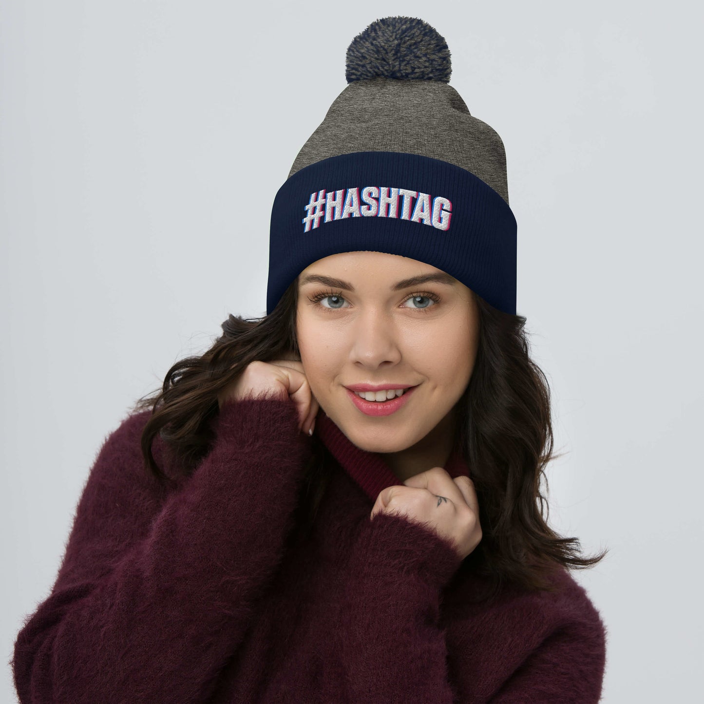 Hashtag Influencer Pom-Pom Beanie