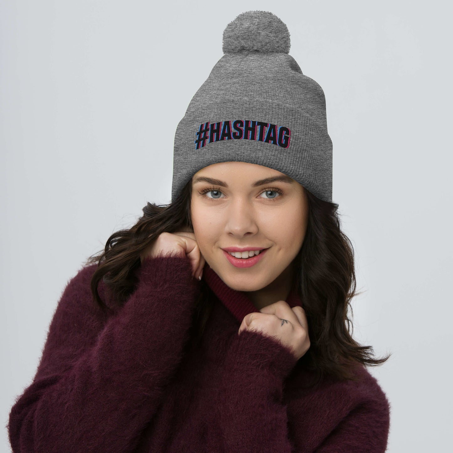 Hashtag Influencer Pom-Pom Beanie