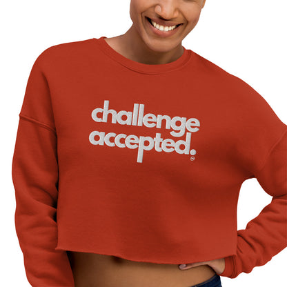 Challenge Accepted Embroidered Crop Sweatshirt